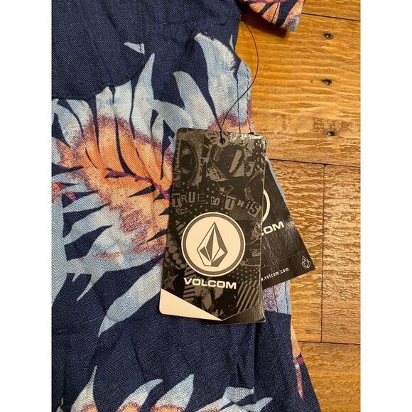 Volcom 4T toddler boys Shirt button up NWT Navy Hawaiian Beachy Vacation Surfer - Picture 2 of 7
